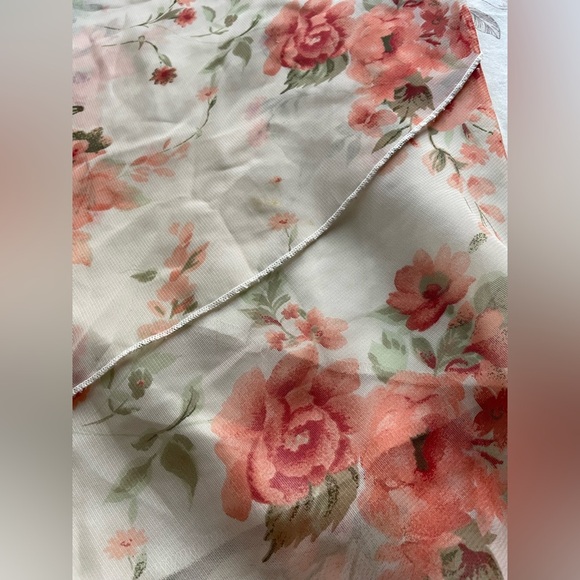 Vintage Pull On Cream Floral Asymmetric Slip Skirt Medium Fairycore Coquette - Picture 2 of 8